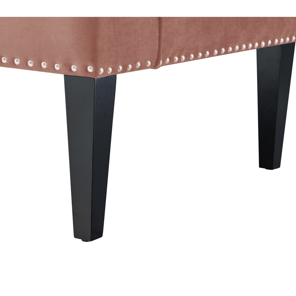 45" Blush Velvet Studded Entryway Bench