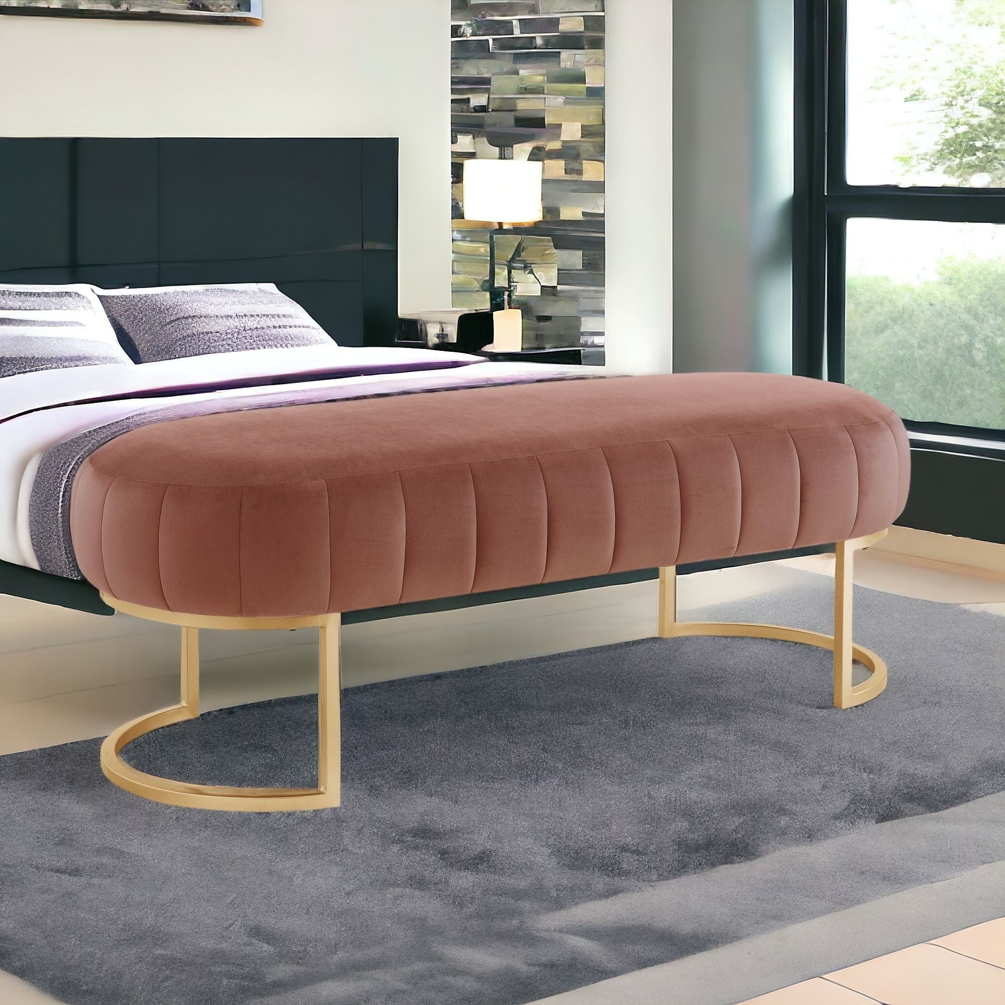53" Velvet Pill Bench