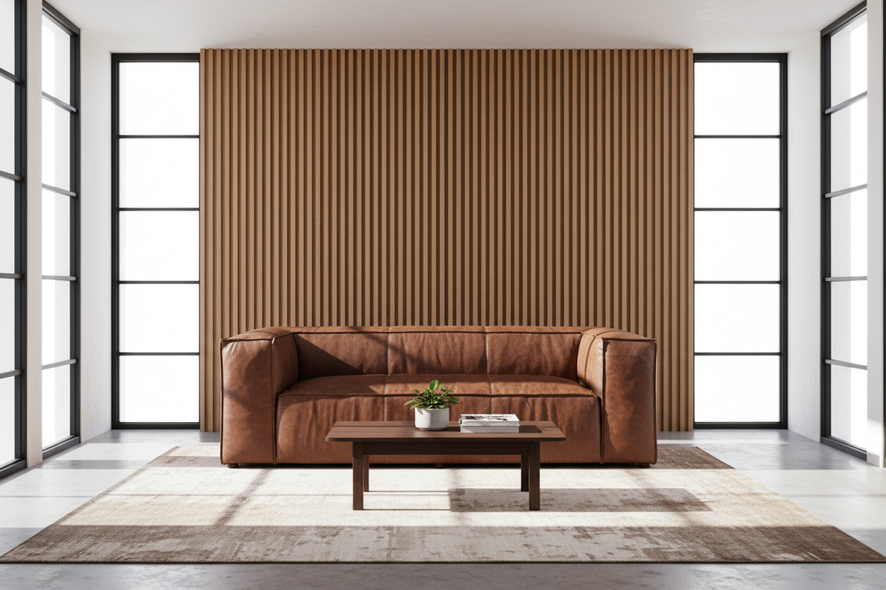 98" Brown Top-Grain Leather Tuxedo Sofa
