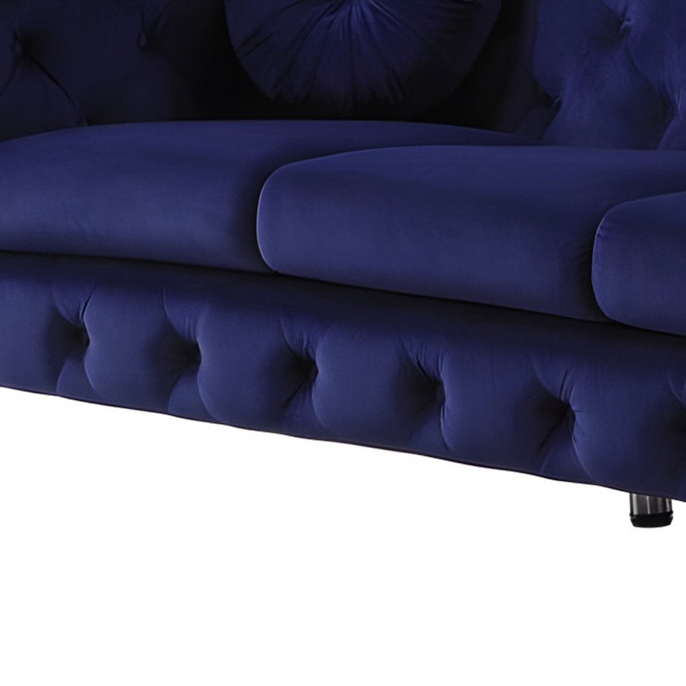 90" Blue Velvet Modern Chesterfield Sofa