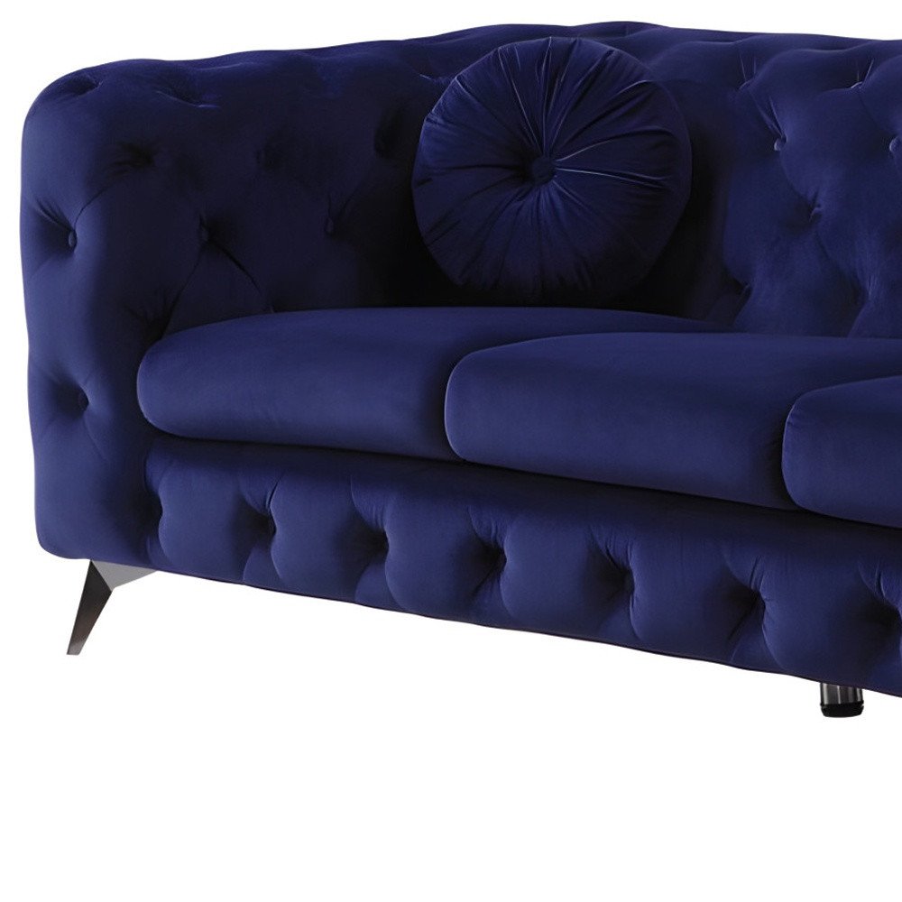 90" Blue Velvet Modern Chesterfield Sofa