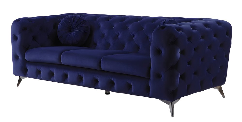 90" Blue Velvet Modern Chesterfield Sofa