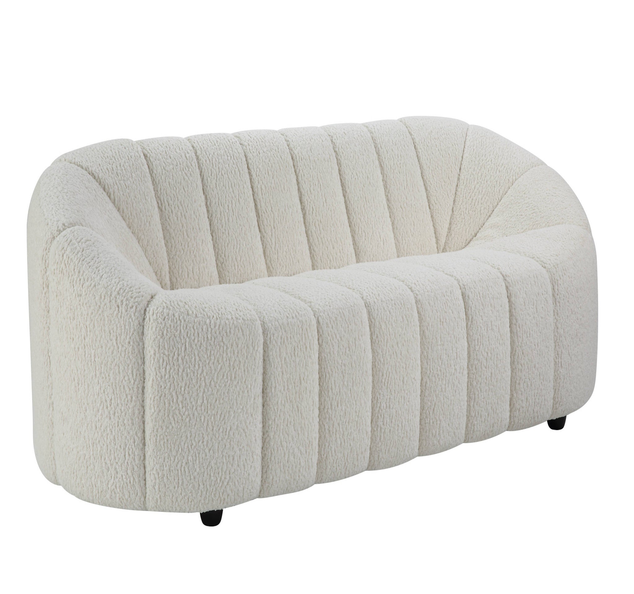 84" White Indented Modern Sherpa Sofa