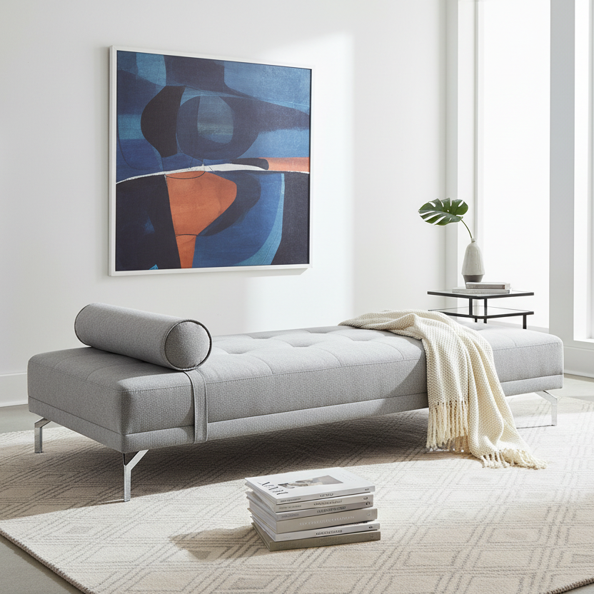 74" Gray Velvet Daybed Sofa