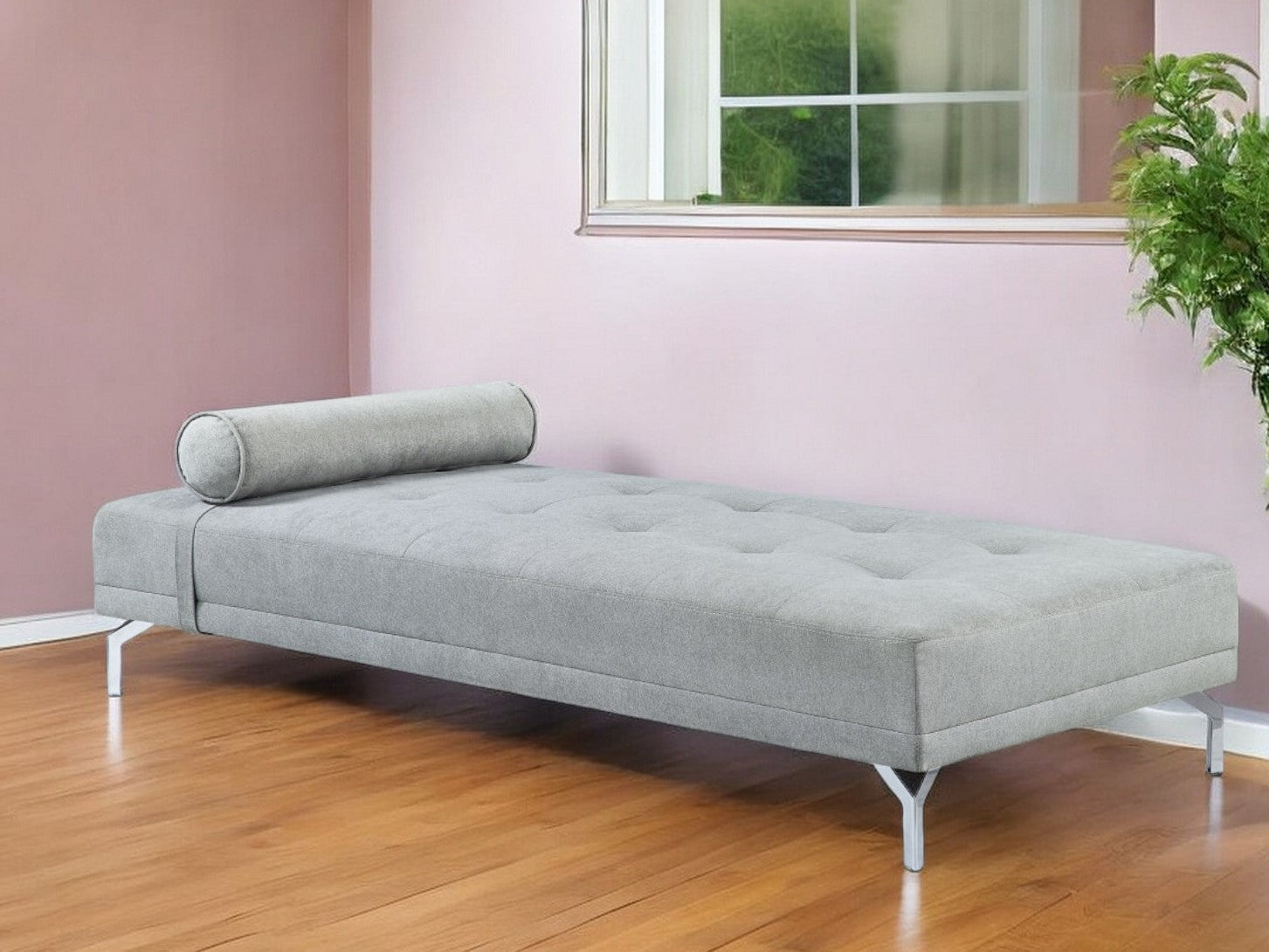 74" Gray Velvet Daybed Sofa