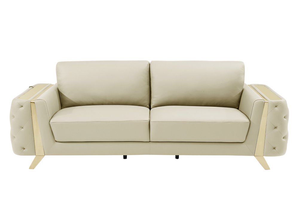 90" Leather Diamond Tufted Sofa