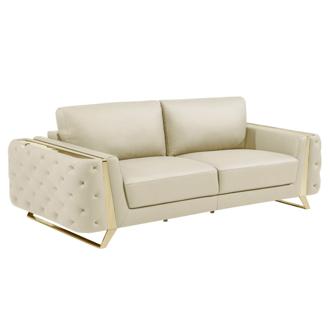 90" Leather Diamond Tufted Sofa