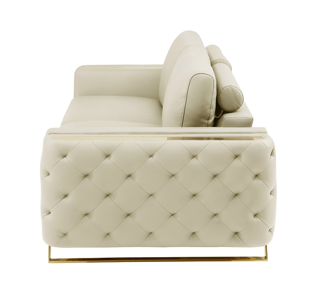 90" Leather Diamond Tufted Sofa