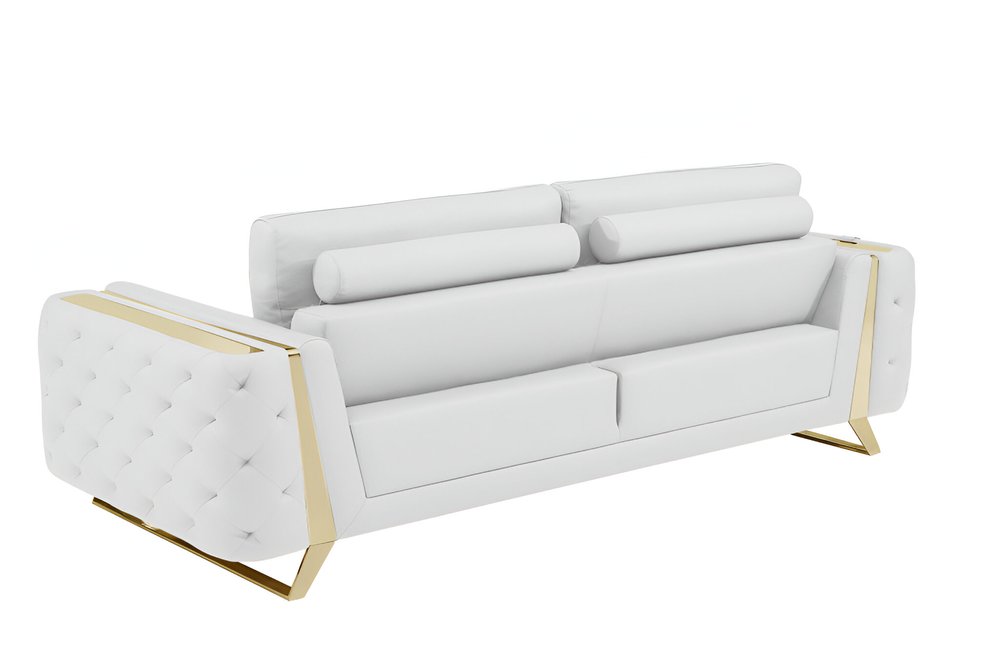 90" Leather Diamond Tufted Sofa