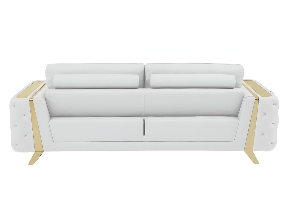 90" Leather Diamond Tufted Sofa
