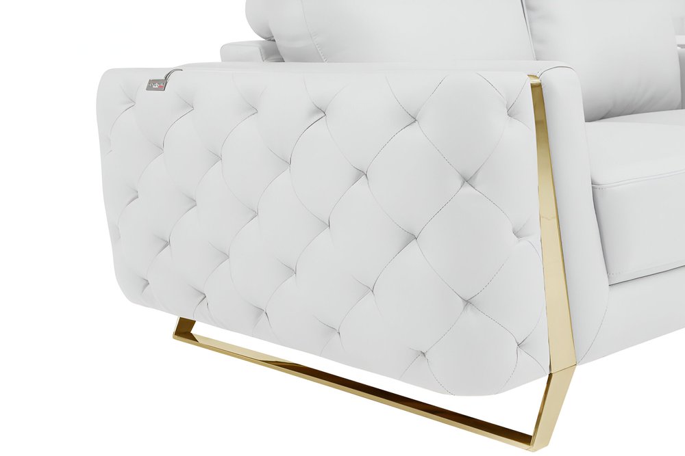 90" Leather Diamond Tufted Sofa
