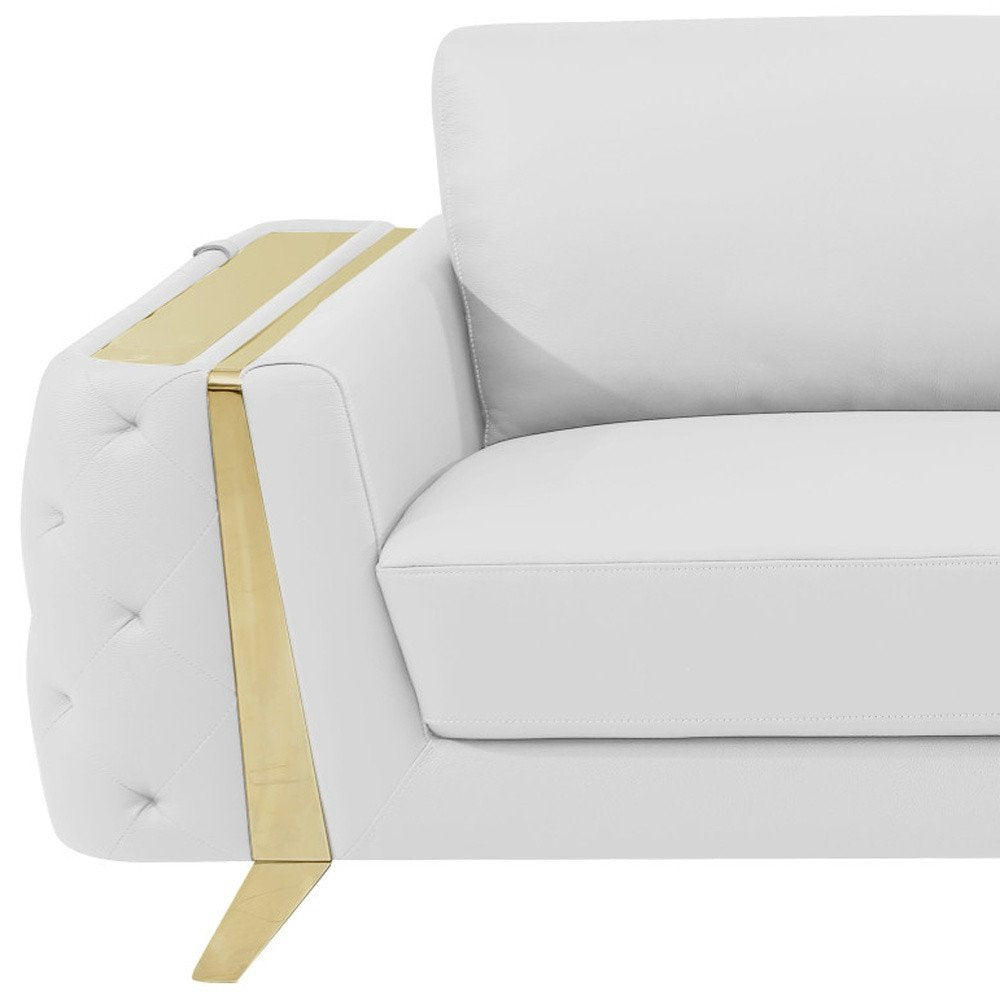 90" Leather Diamond Tufted Sofa
