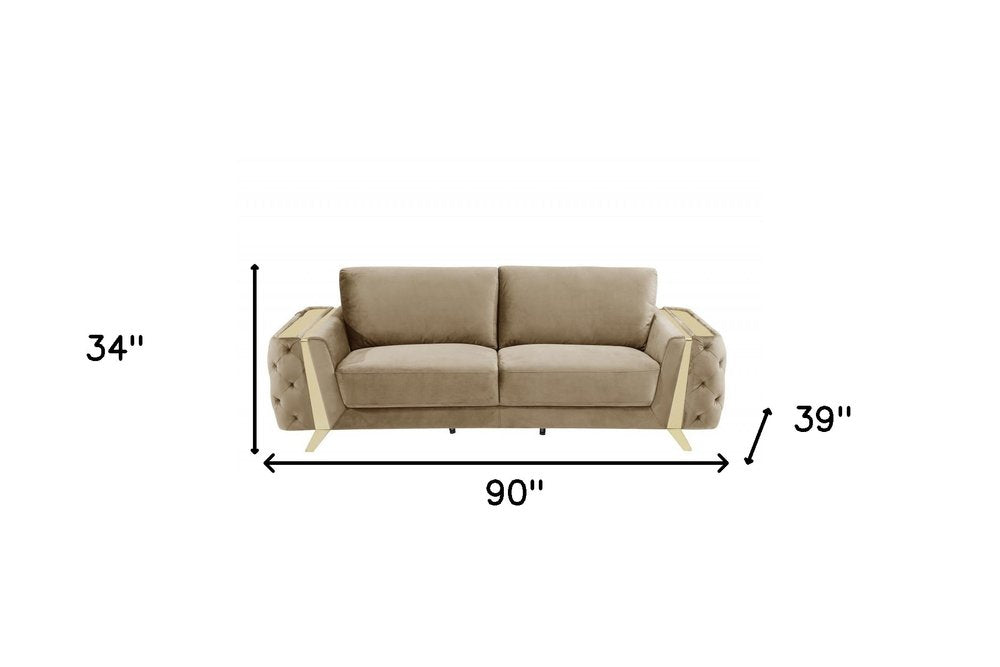 90" Contemporary Velvet Tufted Club Sofa