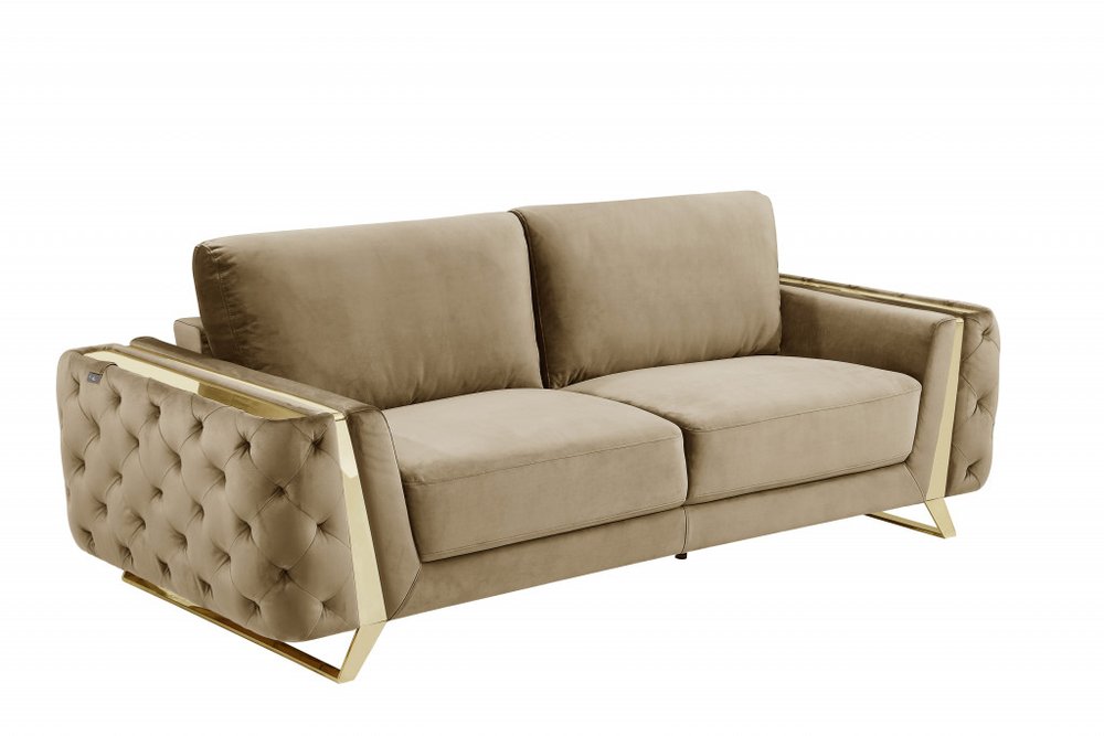90" Contemporary Velvet Tufted Club Sofa