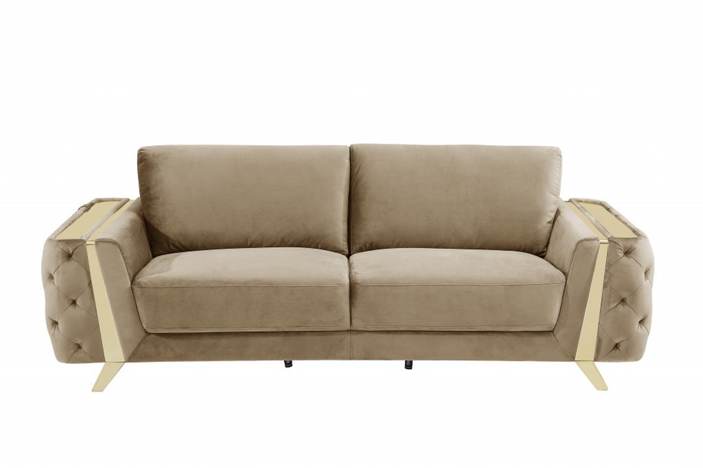 90" Contemporary Velvet Tufted Club Sofa