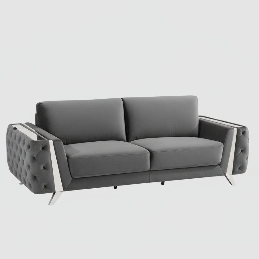 90" Contemporary Velvet Tufted Club Sofa