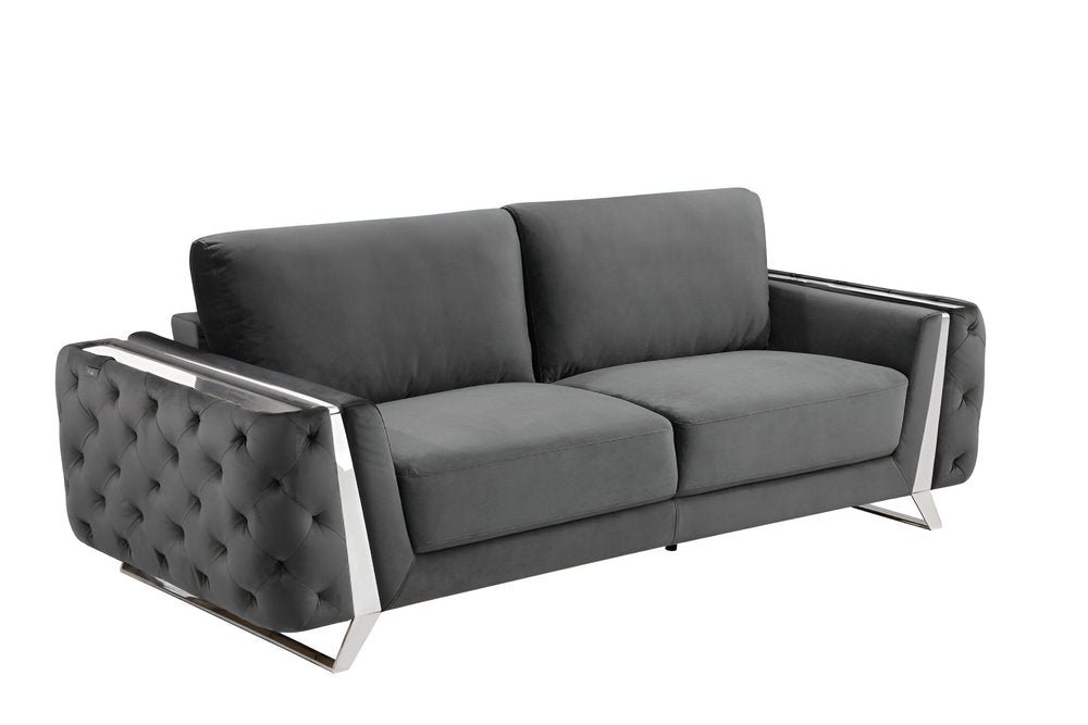 90" Contemporary Velvet Tufted Club Sofa