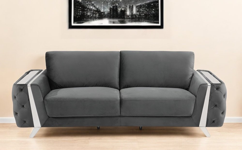 90" Contemporary Velvet Tufted Club Sofa