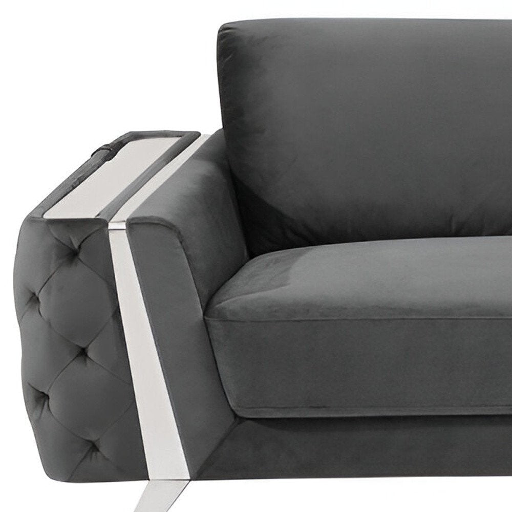 90" Contemporary Velvet Tufted Club Sofa