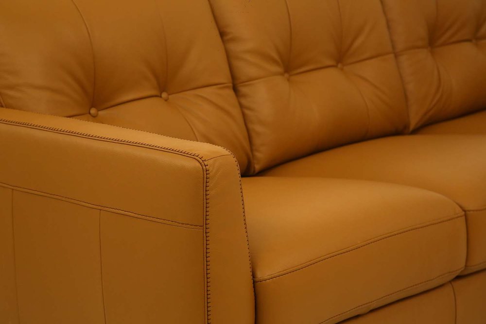 83" Leather Button Tufted Sofa