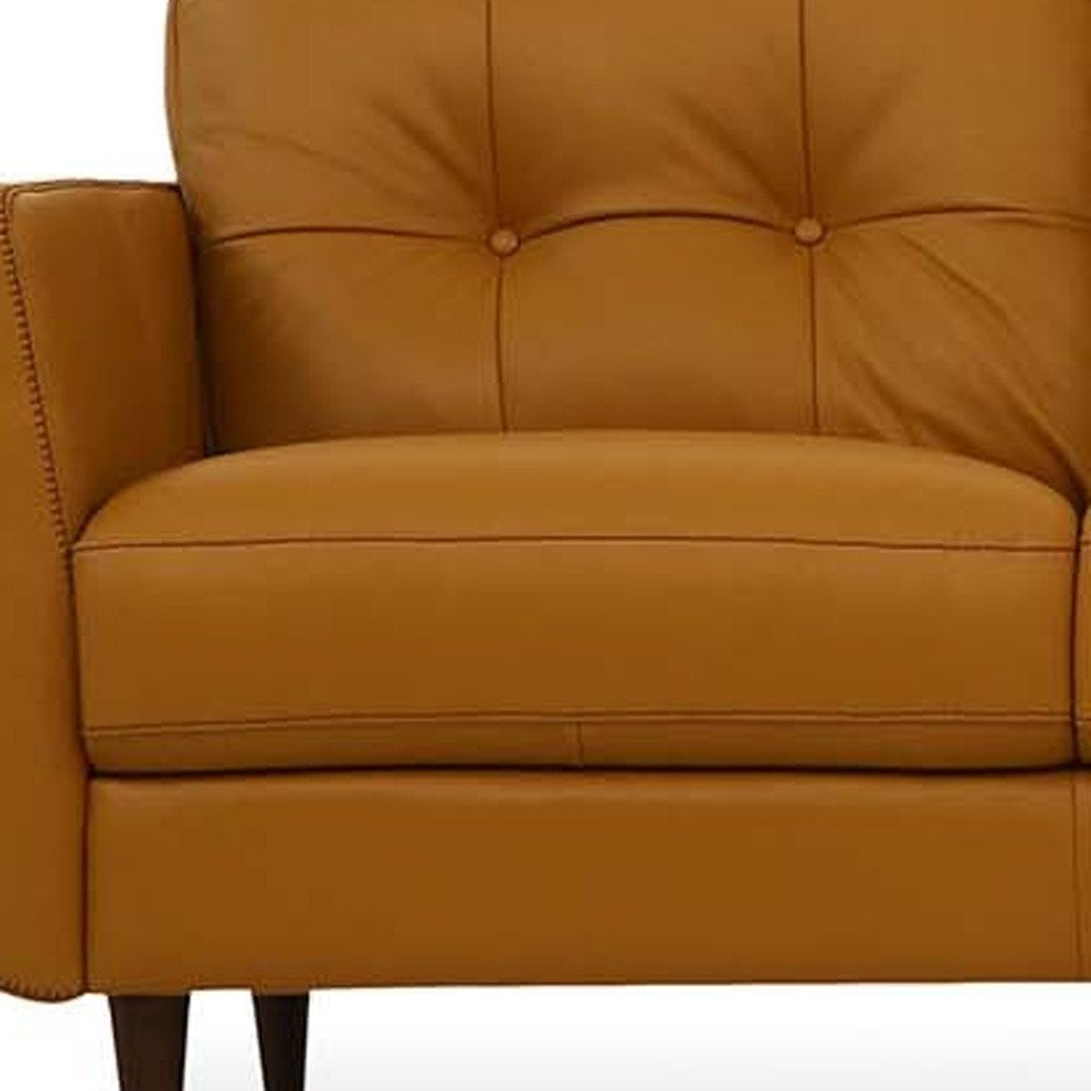 83" Leather Button Tufted Sofa