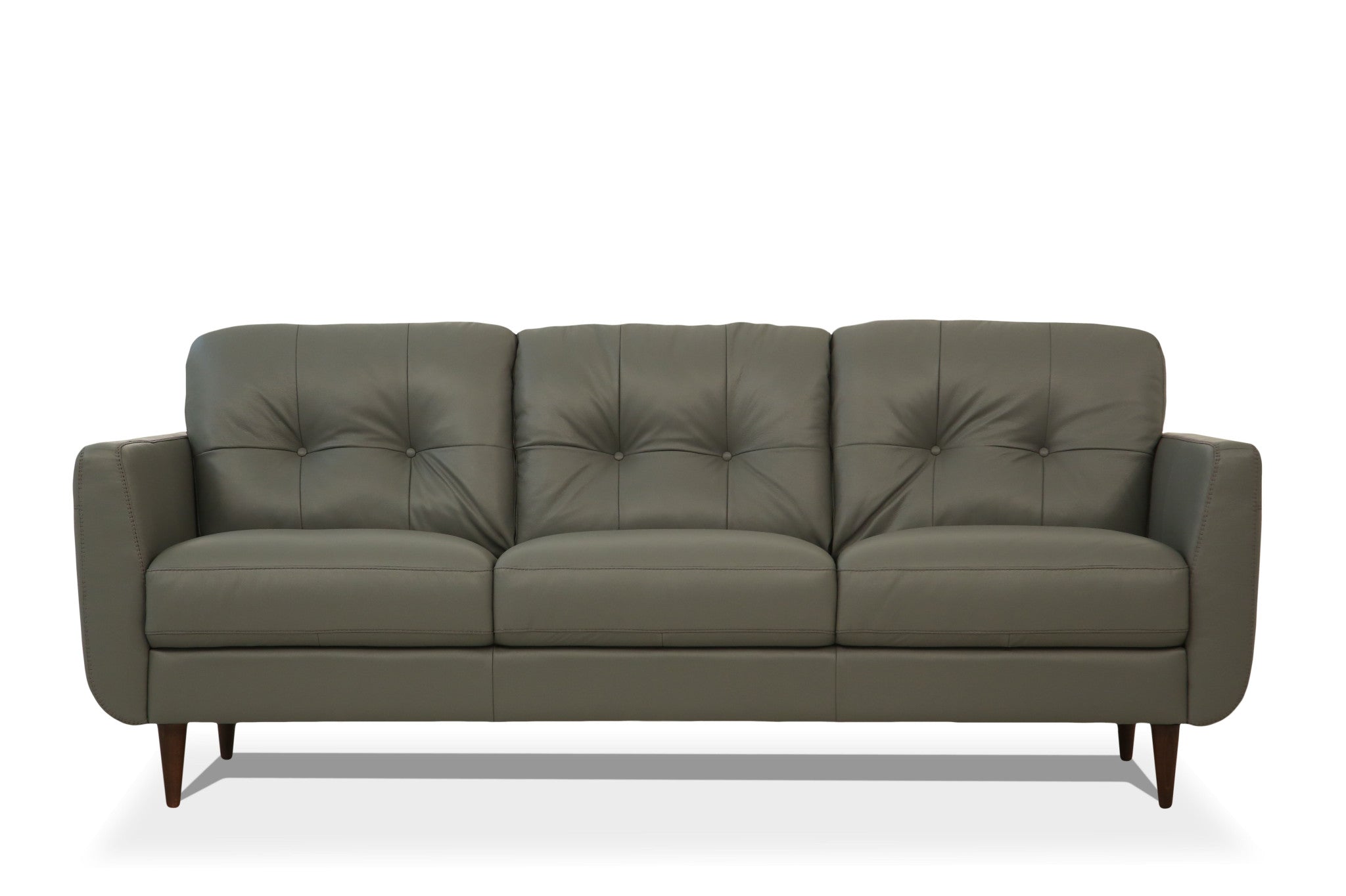 83" Leather Button Tufted Sofa