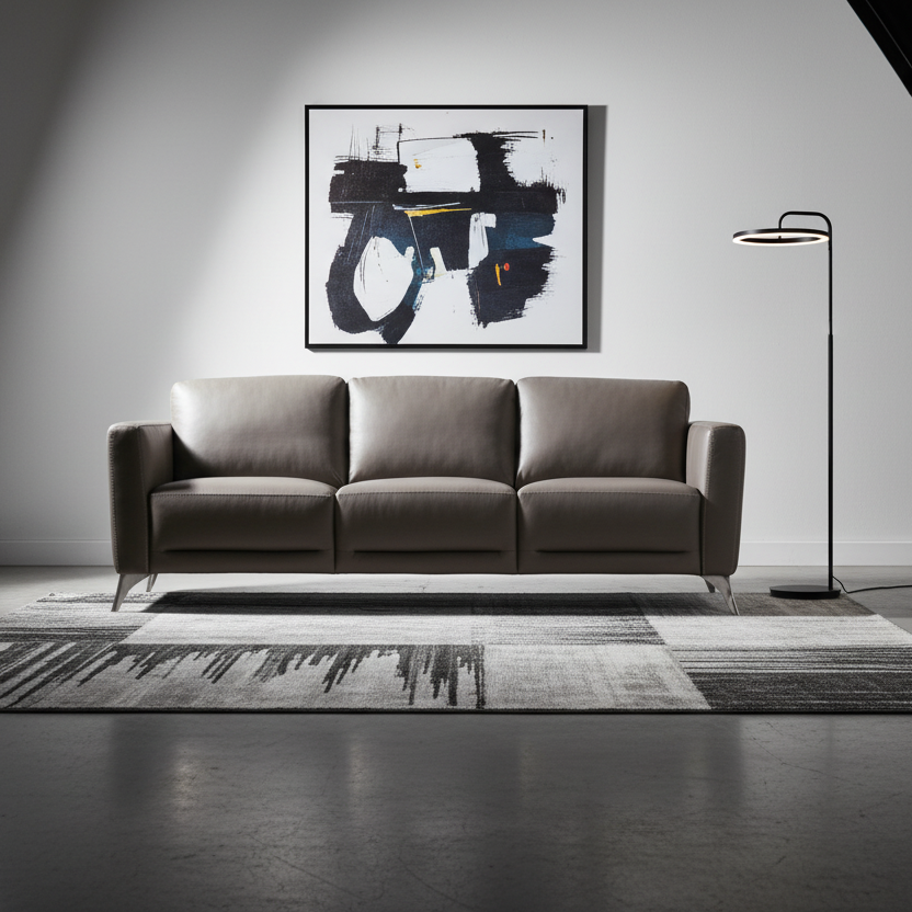 83" Contemporary Leather Sofa