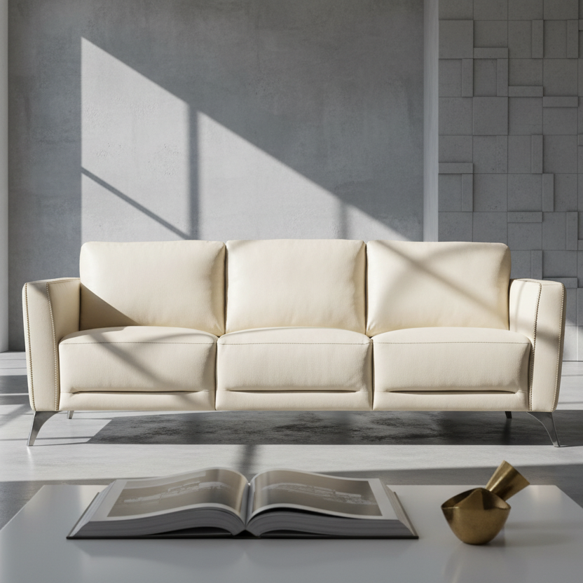 83" Contemporary Leather Sofa