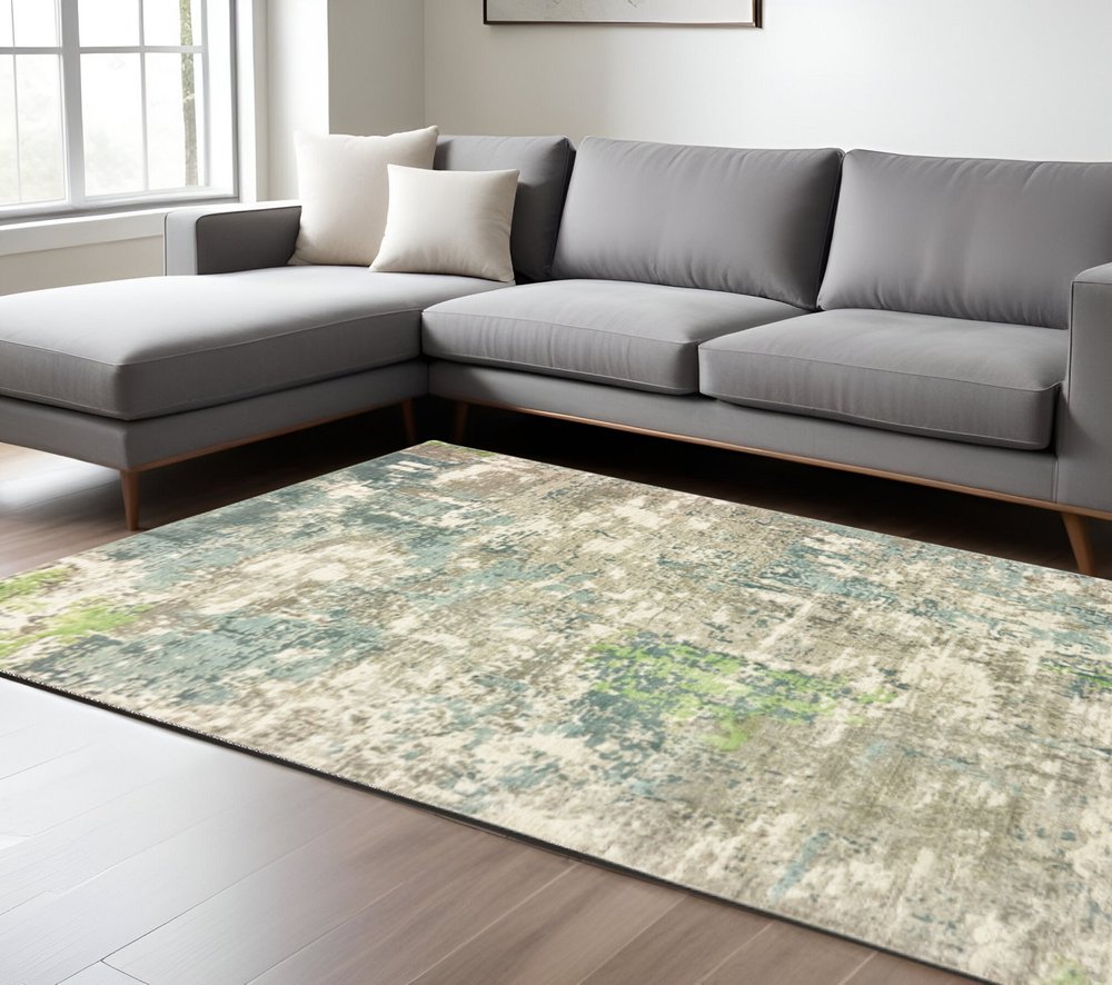 Blue and Green Abstract Area Rug