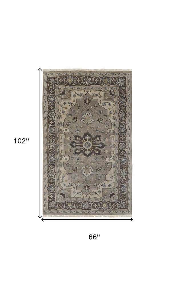 2' x 8' Beige, Blue and Gray Medallion Runner Rug