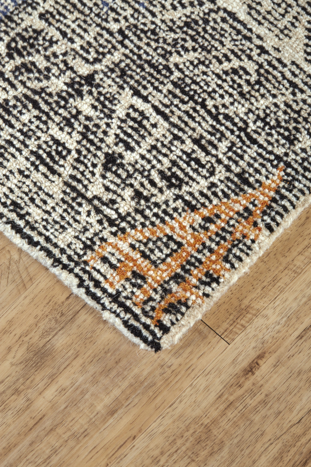 Ivory and Green Geometric Wool Rug