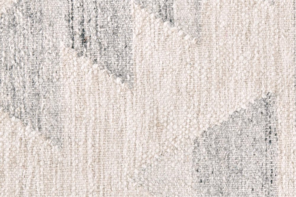 Blue and Ivory Wool Flatweave Lodge Rug with Fringe