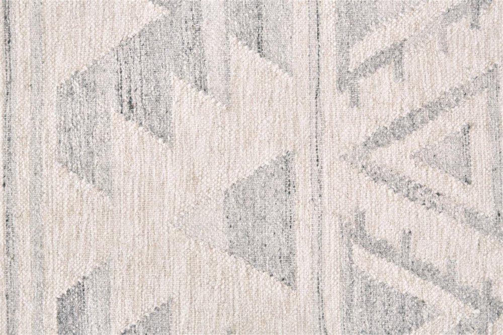 Blue and Ivory Wool Flatweave Lodge Rug with Fringe