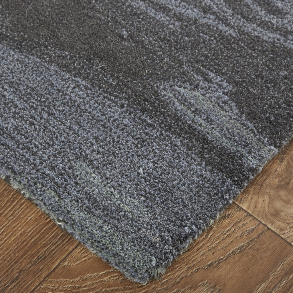 Green, Blue, and Black Wool Abstract Area Rug