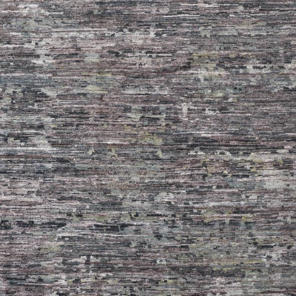 2' x 8' Blue and Gray Hand Knotted Wool Abstract Runner Rug