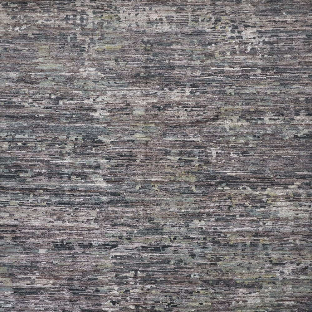 2' x 8' Blue and Gray Hand Knotted Wool Abstract Runner Rug
