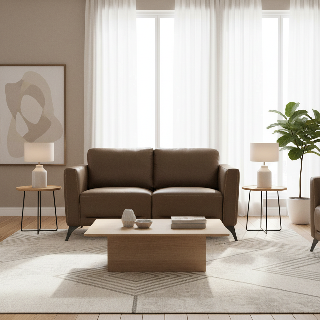 59" Contemporary Leather Loveseat
