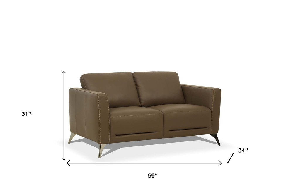59" Contemporary Leather Loveseat