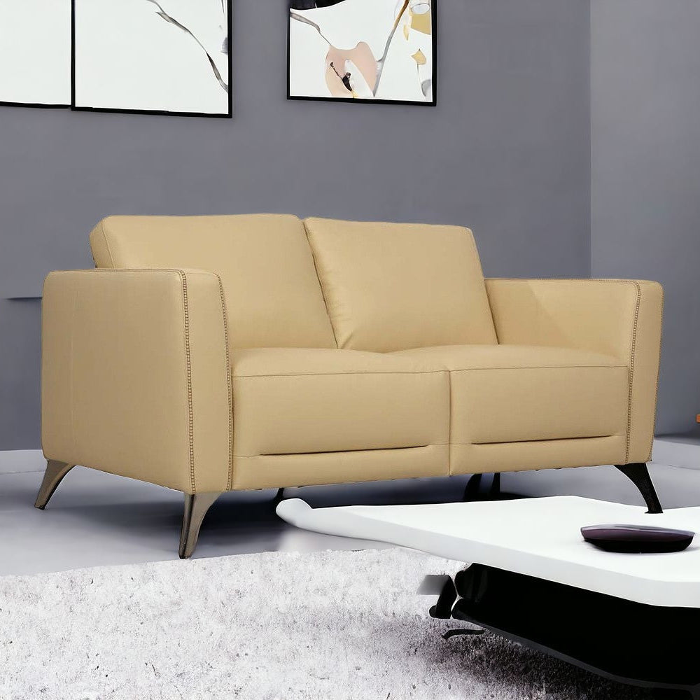59" Contemporary Leather Loveseat