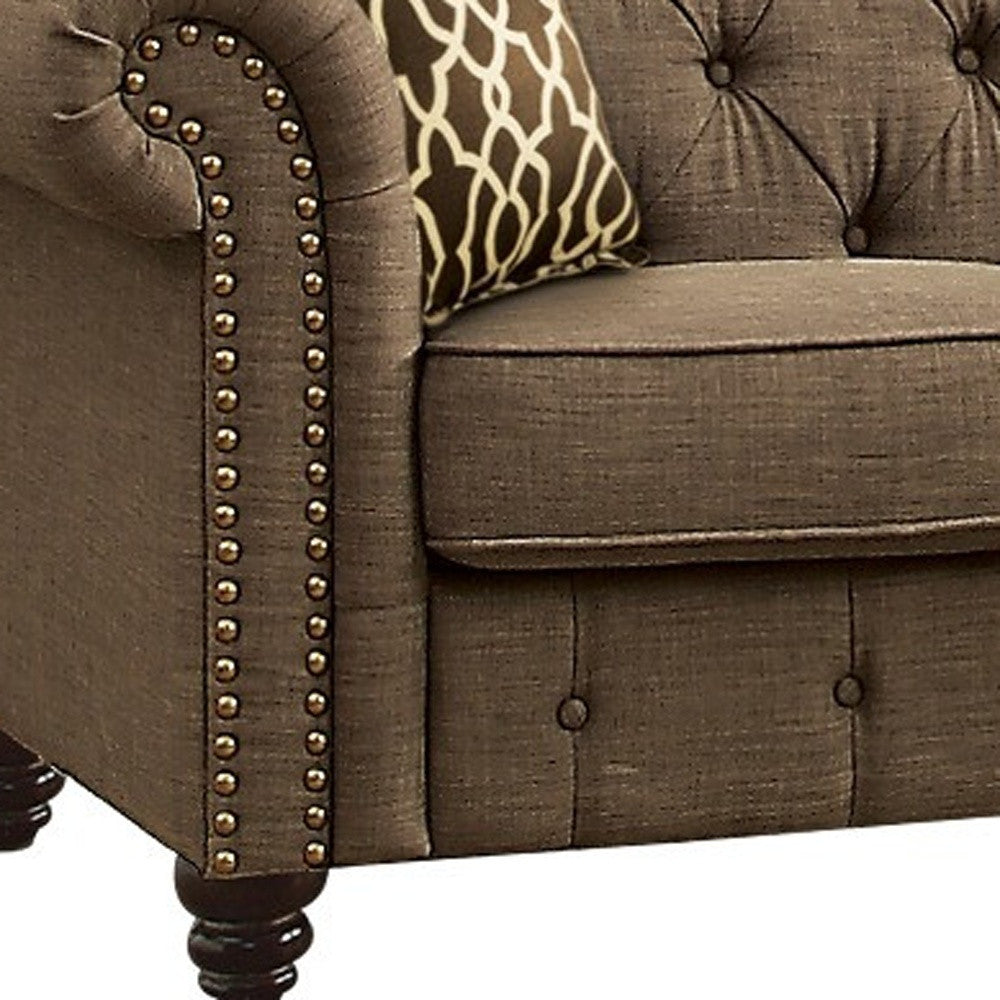 67" Brown Tufted Chesterfield Loveseat