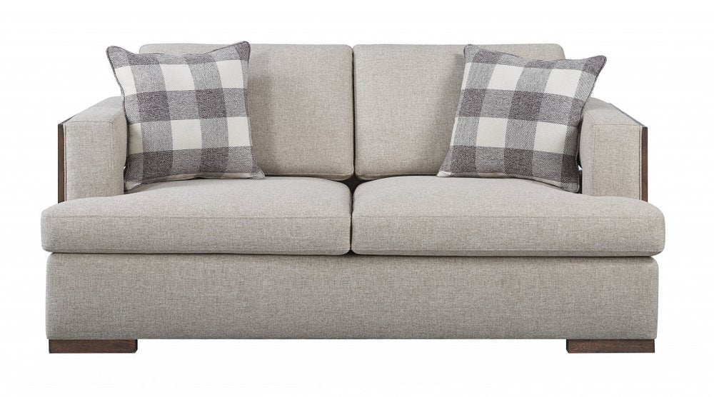 72" Beige Track Arm Contemporary Loveseat