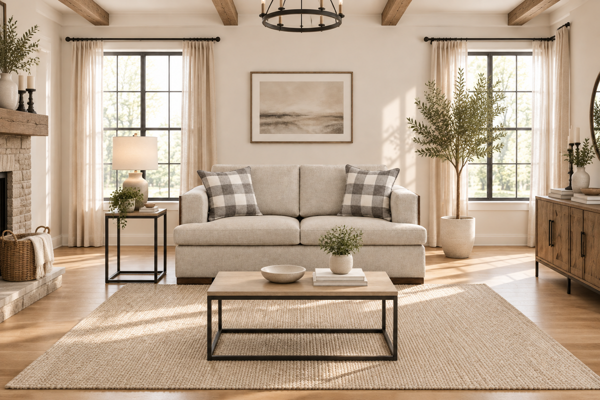 72" Beige Track Arm Contemporary Loveseat