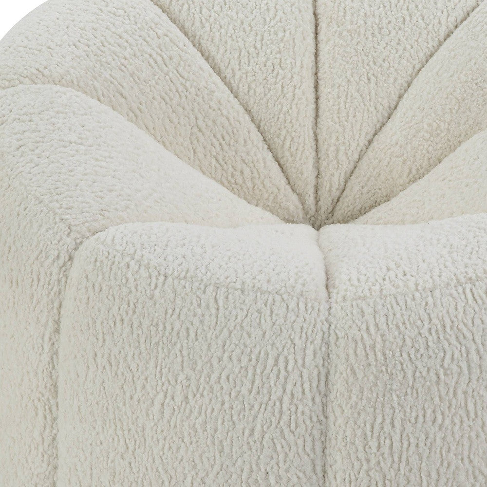 38" White Indented Swivel Sherpa Chair