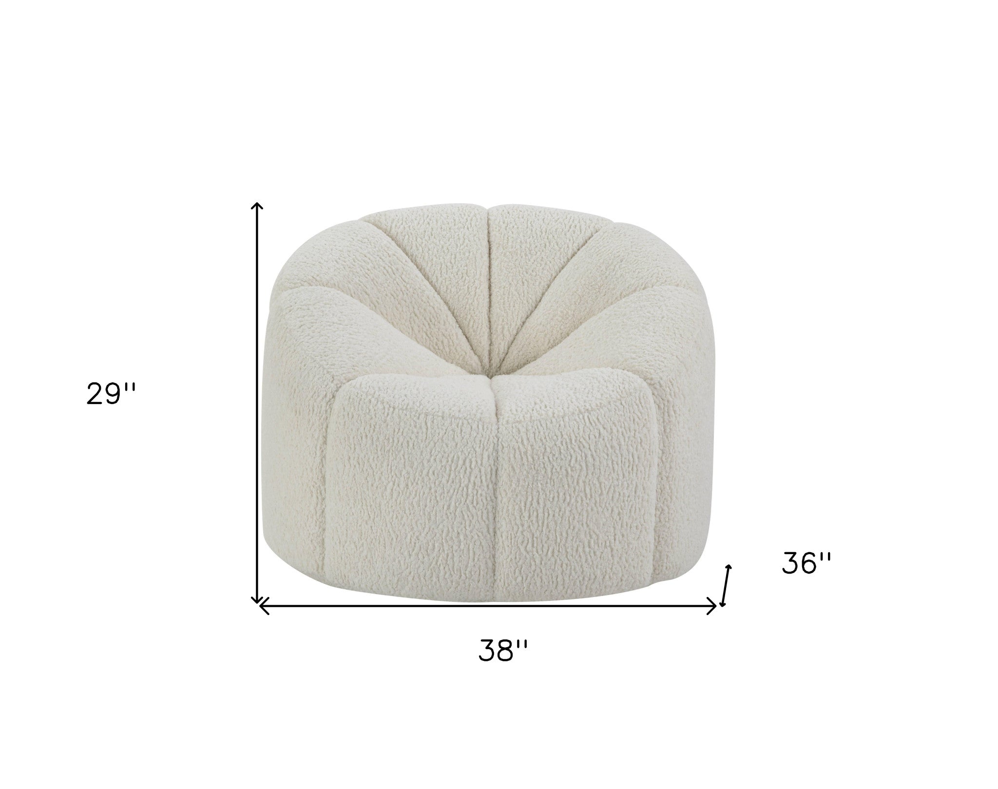 38" White Indented Swivel Sherpa Chair