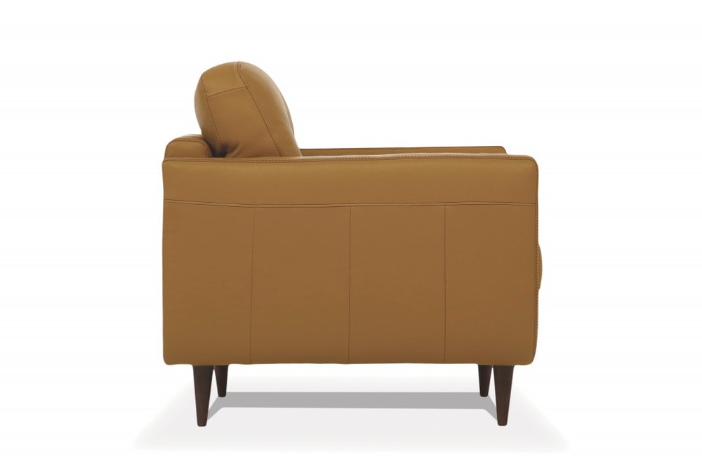 35" Leather Button Tufted Chair
