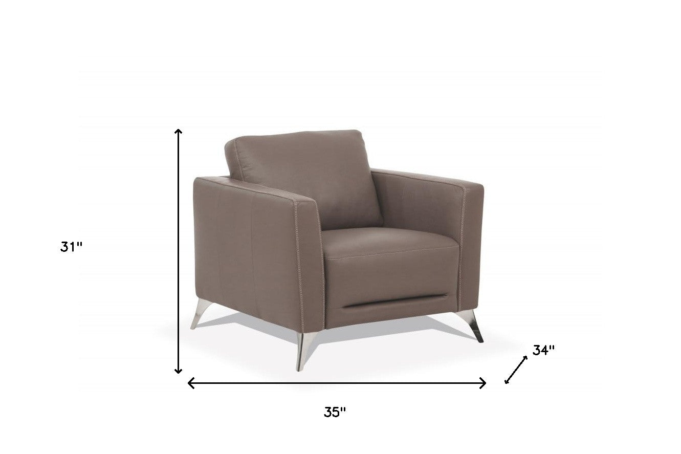 35" Contemporary Leather Club Chair