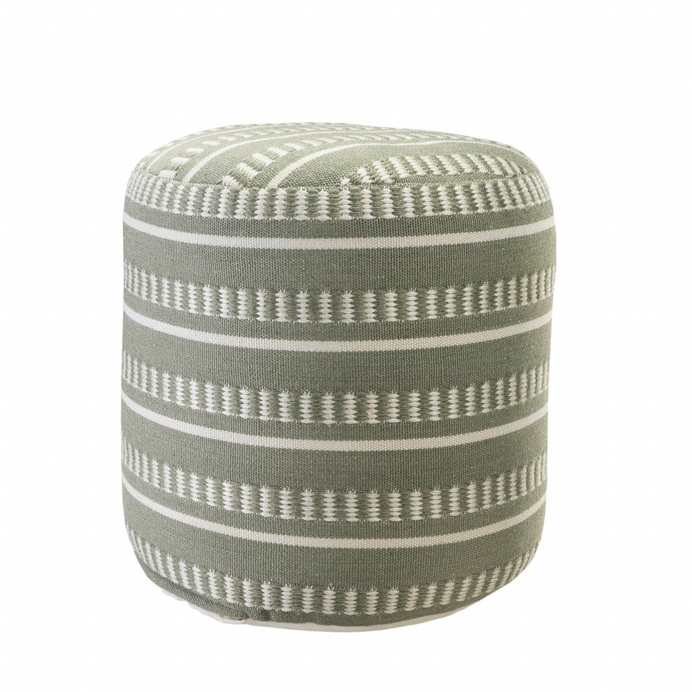 20" Round Striped Outdoor Pouf Ottoman
