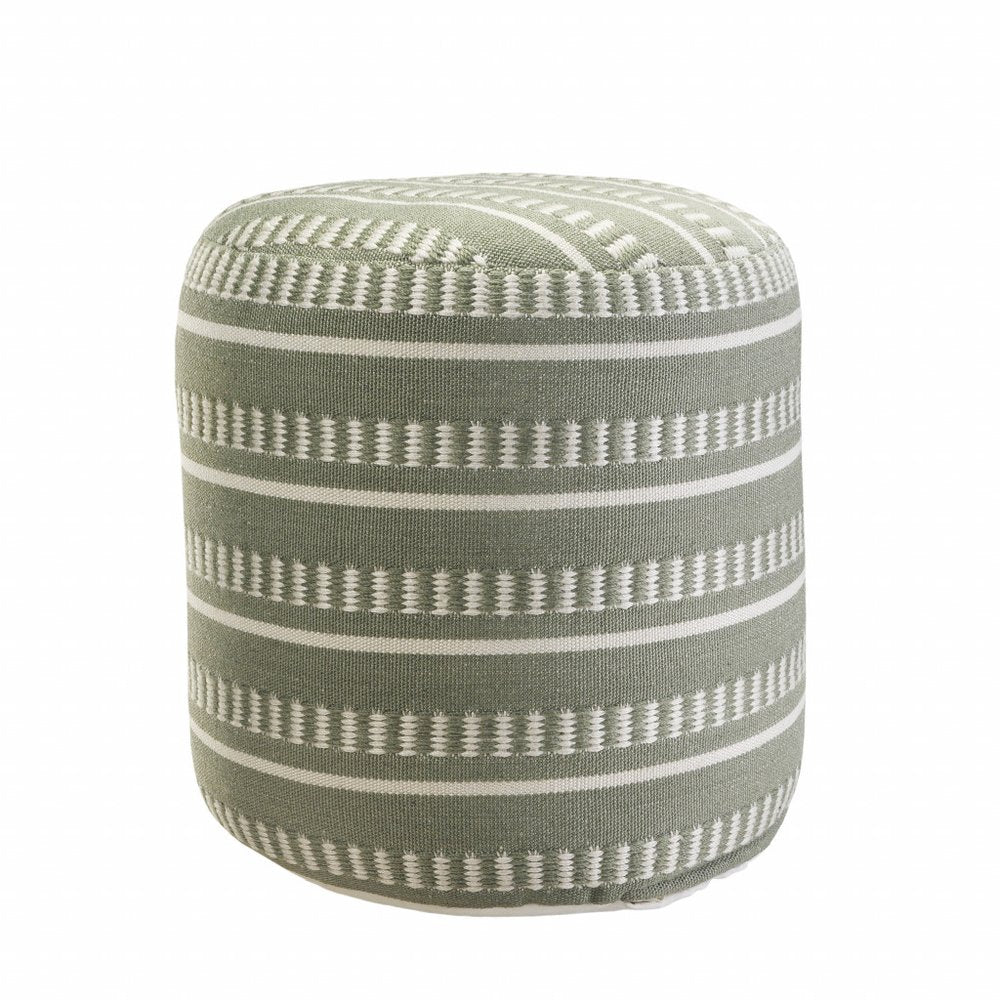 20" Round Striped Outdoor Pouf Ottoman
