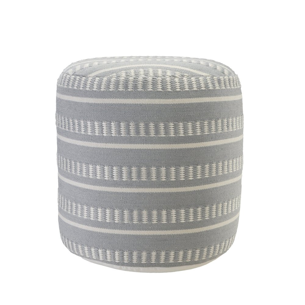 20" Round Striped Outdoor Pouf Ottoman