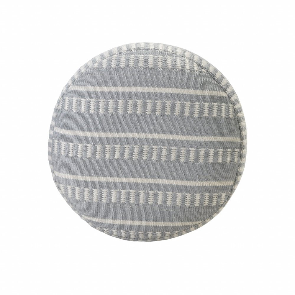 20" Round Striped Outdoor Pouf Ottoman